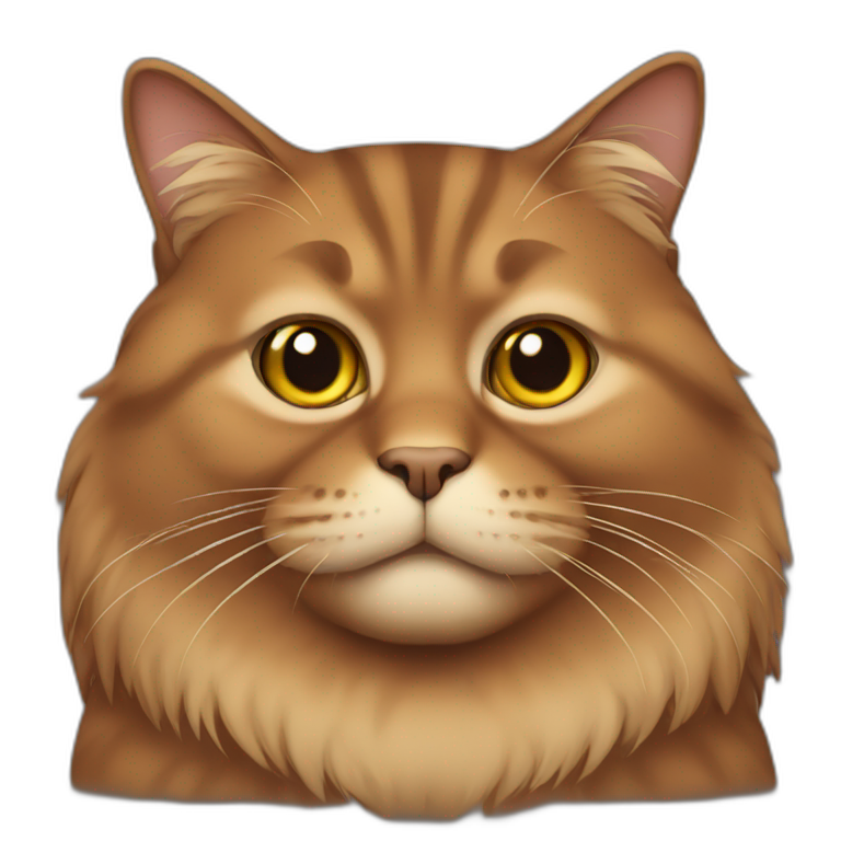 brown fat cat with long hair emoji