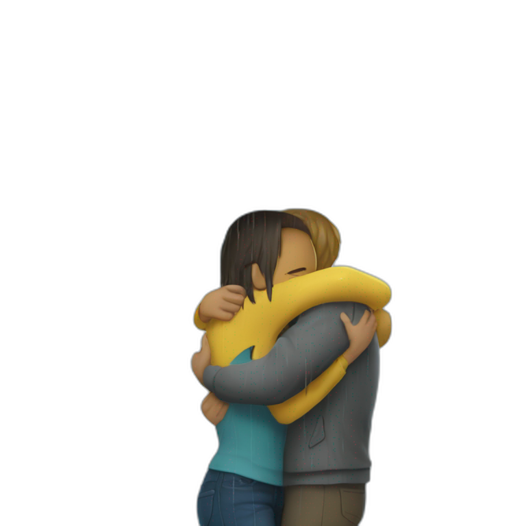 hugging under rain emoji
