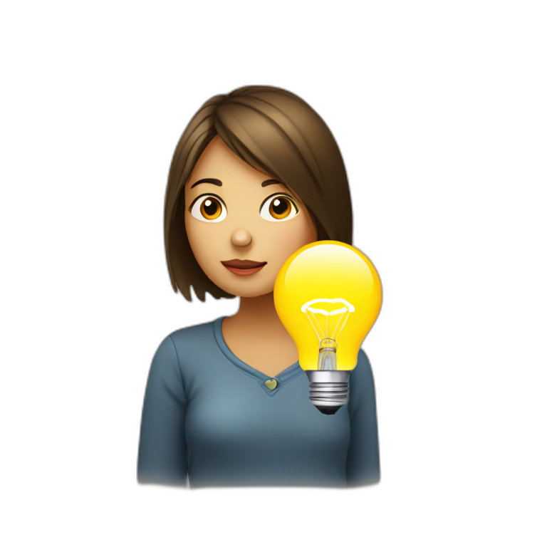 Girl-thinking-with-Bulb-light emoji