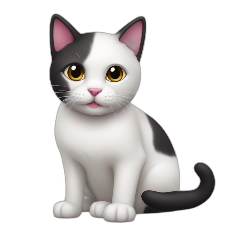 White and black cat with pink nose  emoji