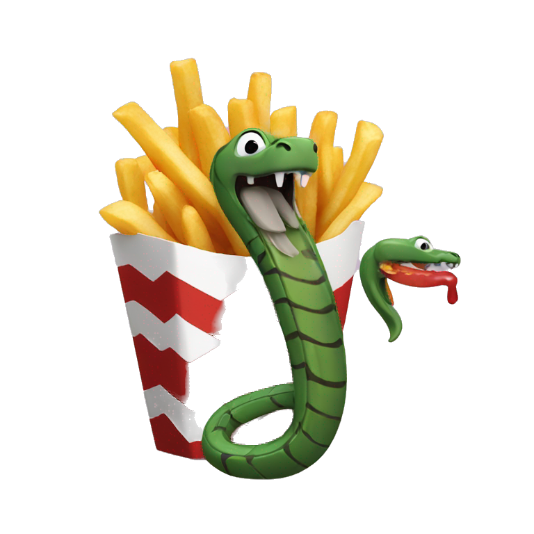 Snake eating french fries emoji
