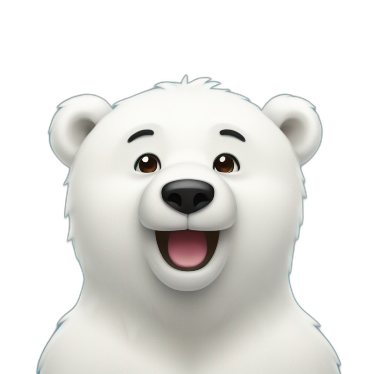 A happy polar bear holding a bommerang emoji