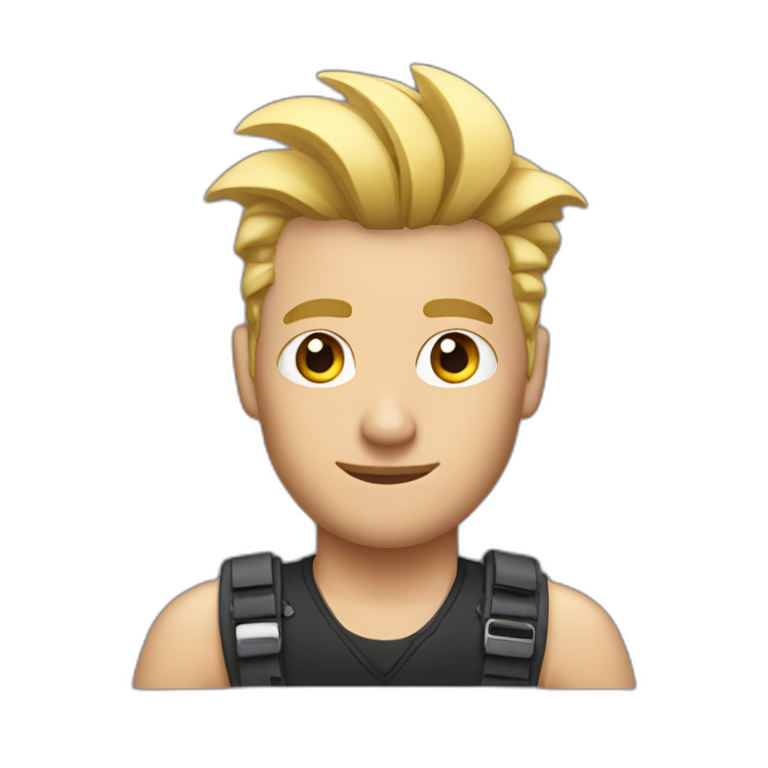 man with blonde faux hawk holding iphone emoji