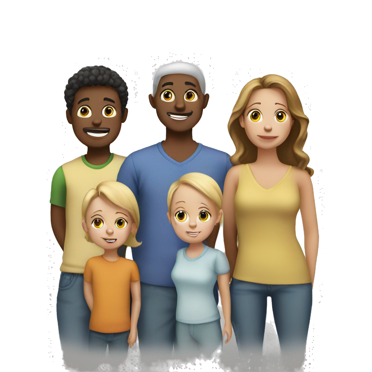 Family of 4 white kids at 2 white parents emoji