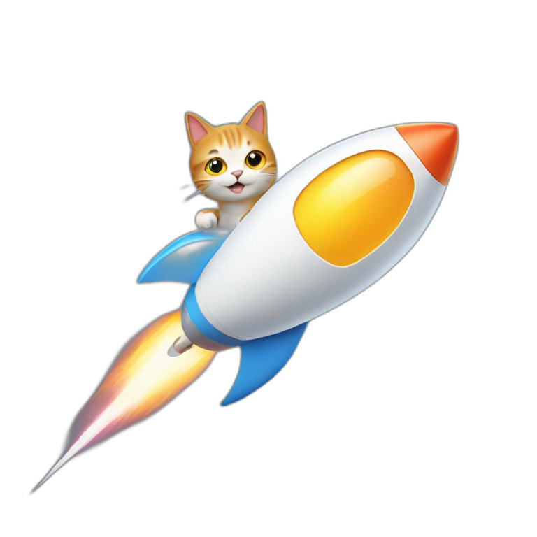 cat on rocket emoji