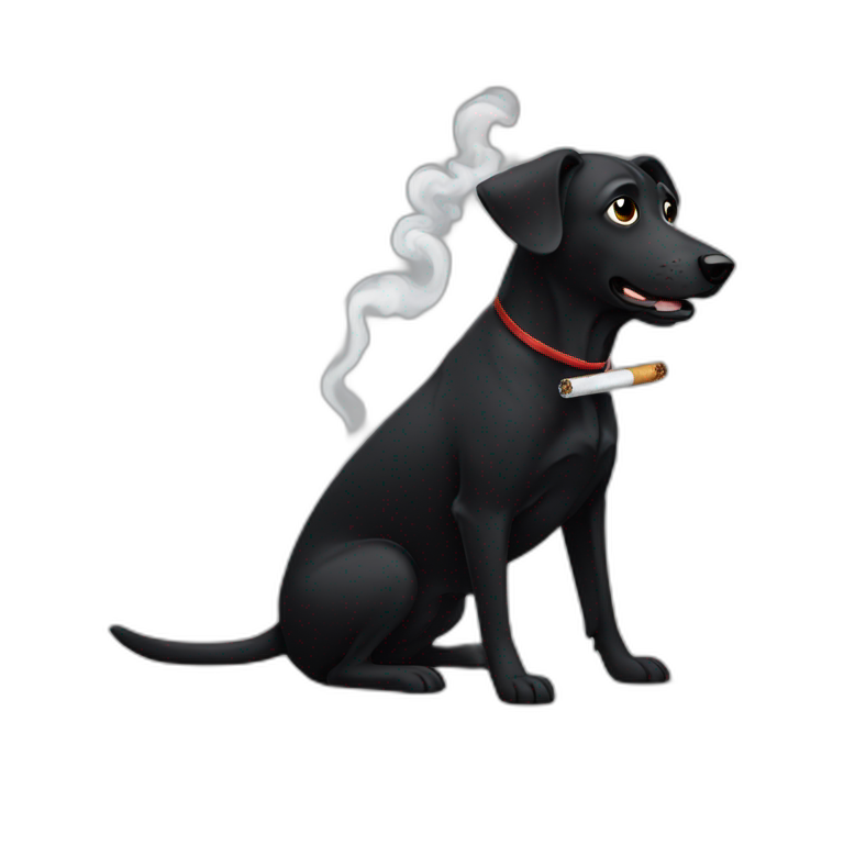 black dog smoke cigarette emoji