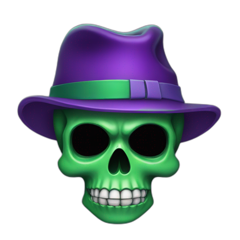 green skull with a purple hat emoji