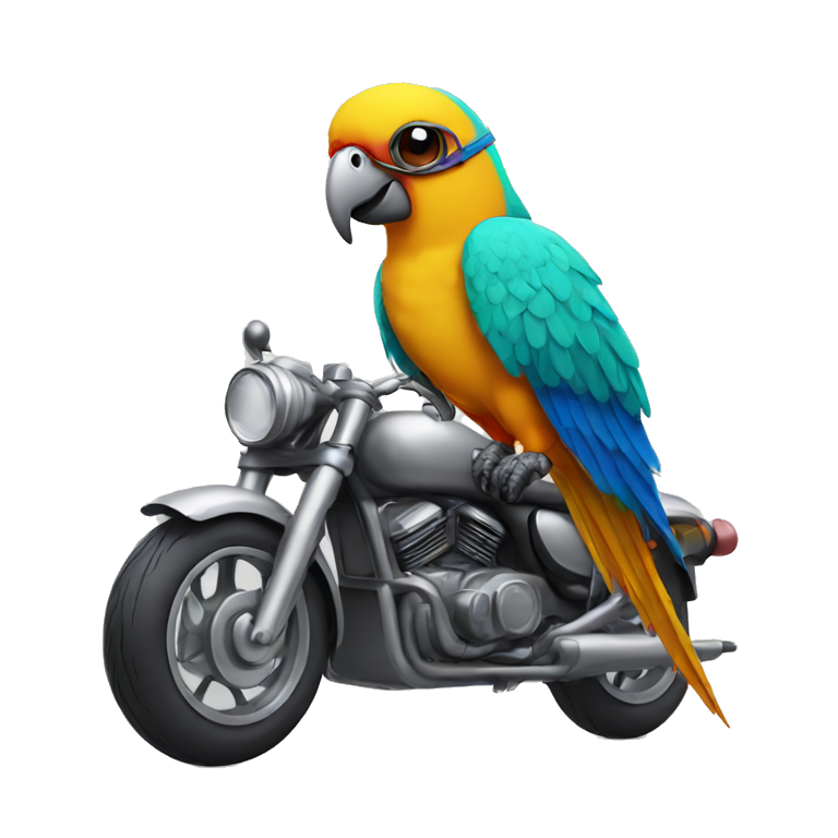 parrot with glasses and turban on motorbike emoji