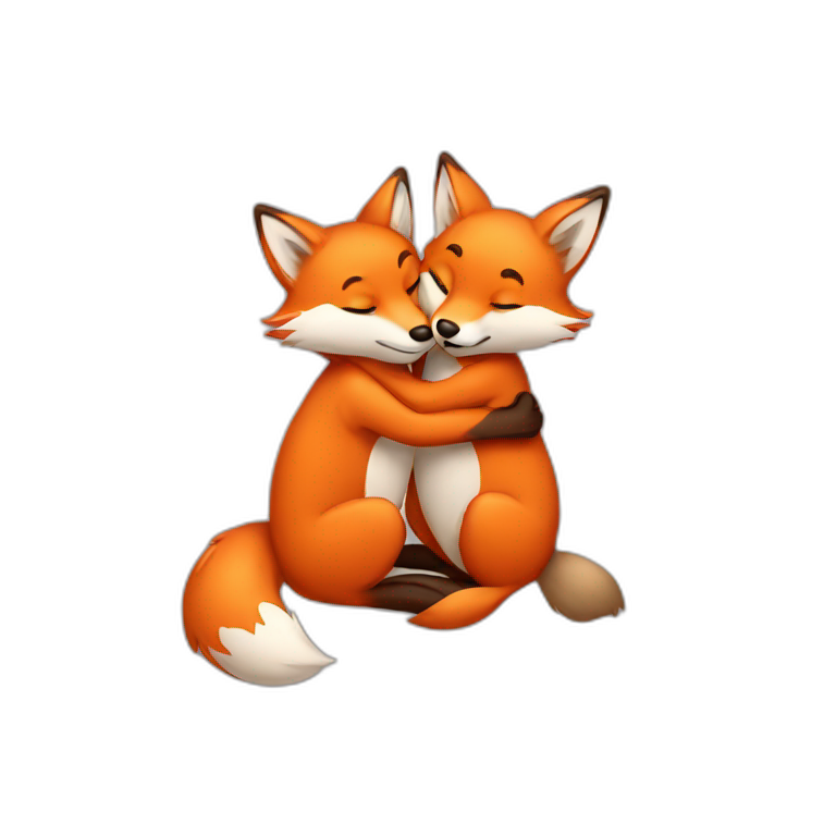Foxes hugging emoji