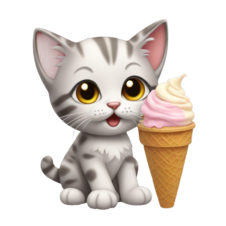 Kitten eating ice cream emoji AI Emoji Generator