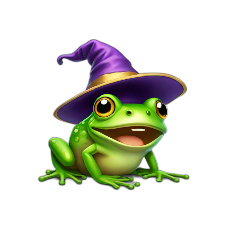 frog wearing a wizard hat emoji