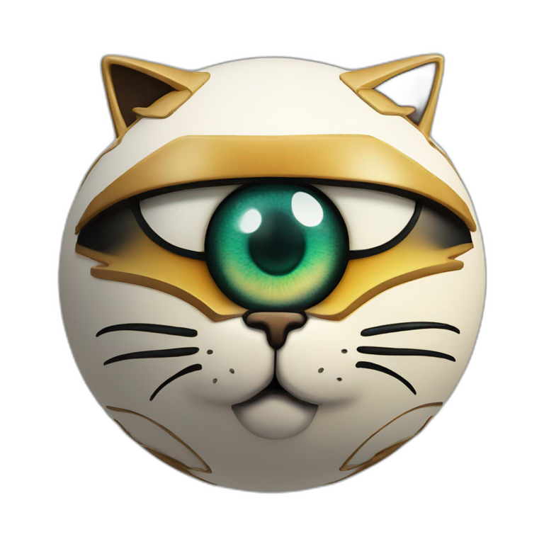 3d sphere with a cartoon Cat skin texture with Eye of Horus emoji