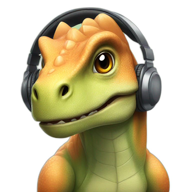 Dinosaur wearing headphones emoji
