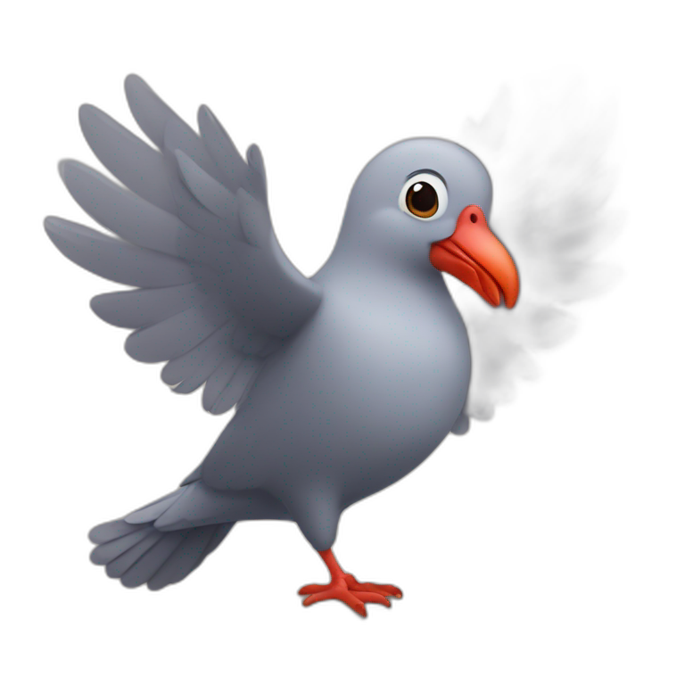 Pigeon making a heart emoji