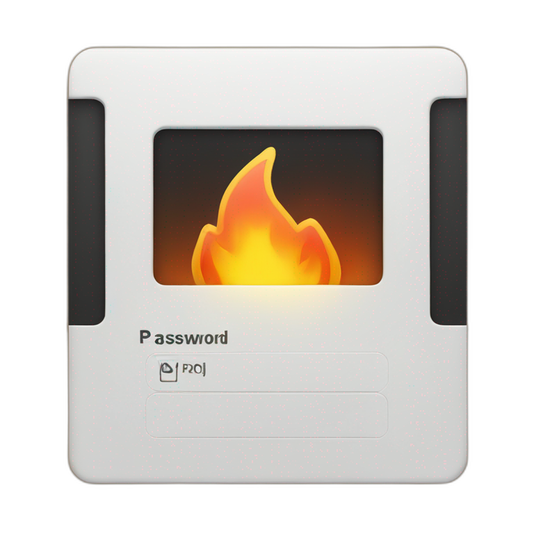 password input field that is on fire emoji