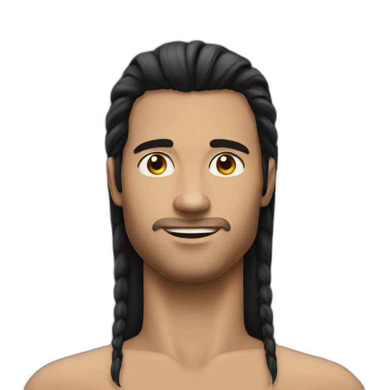 Long black hair Guy emoji