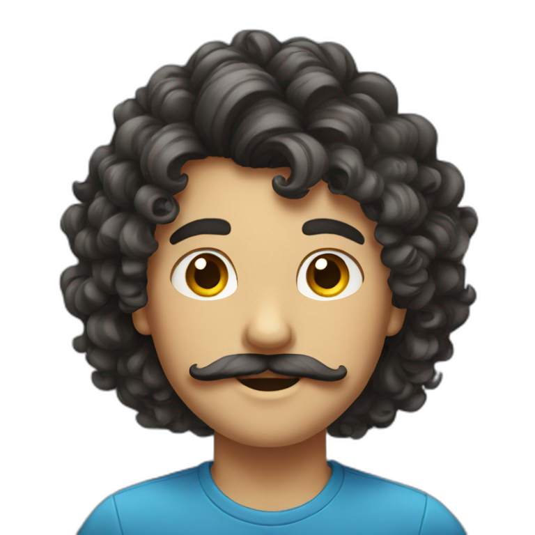boy with long curly hair and moustache  emoji