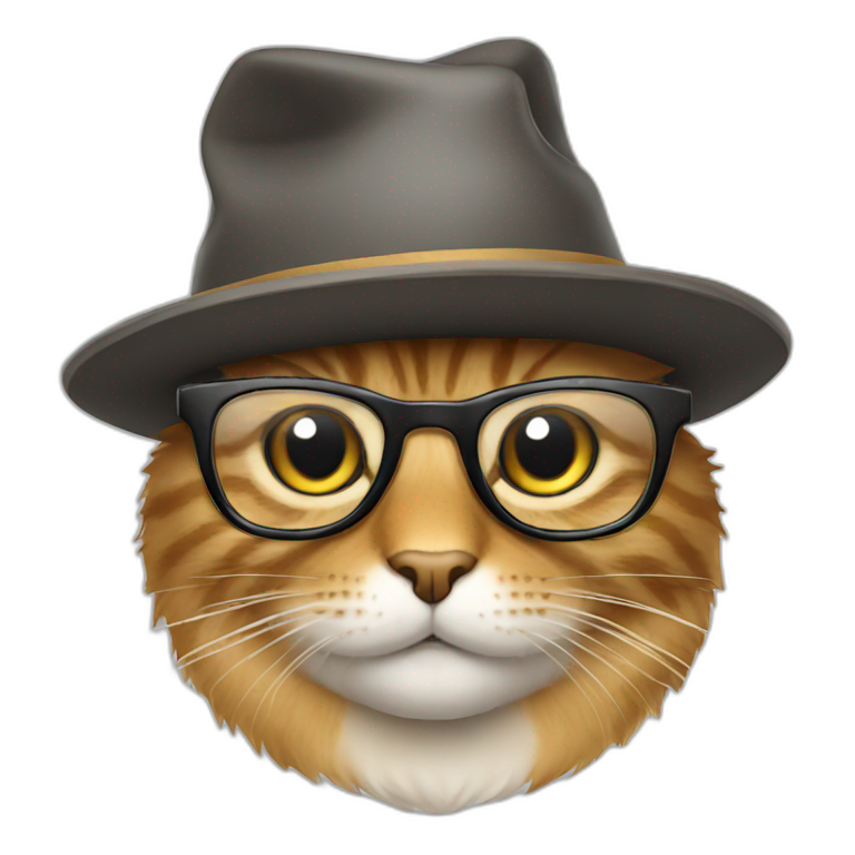 Cat with glasses and hat emoji