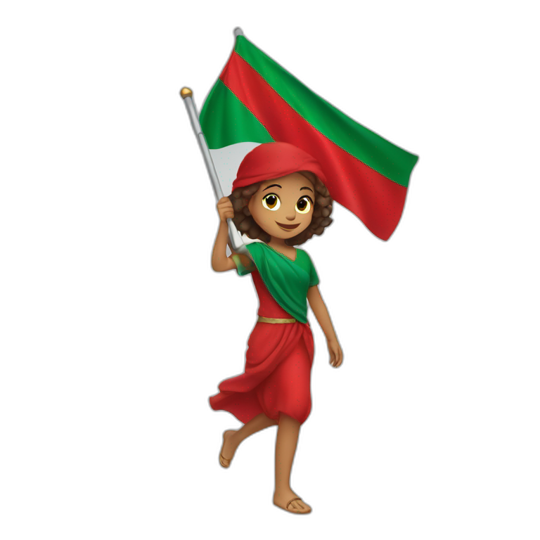 A girl carrying the flag of Morocco   emoji