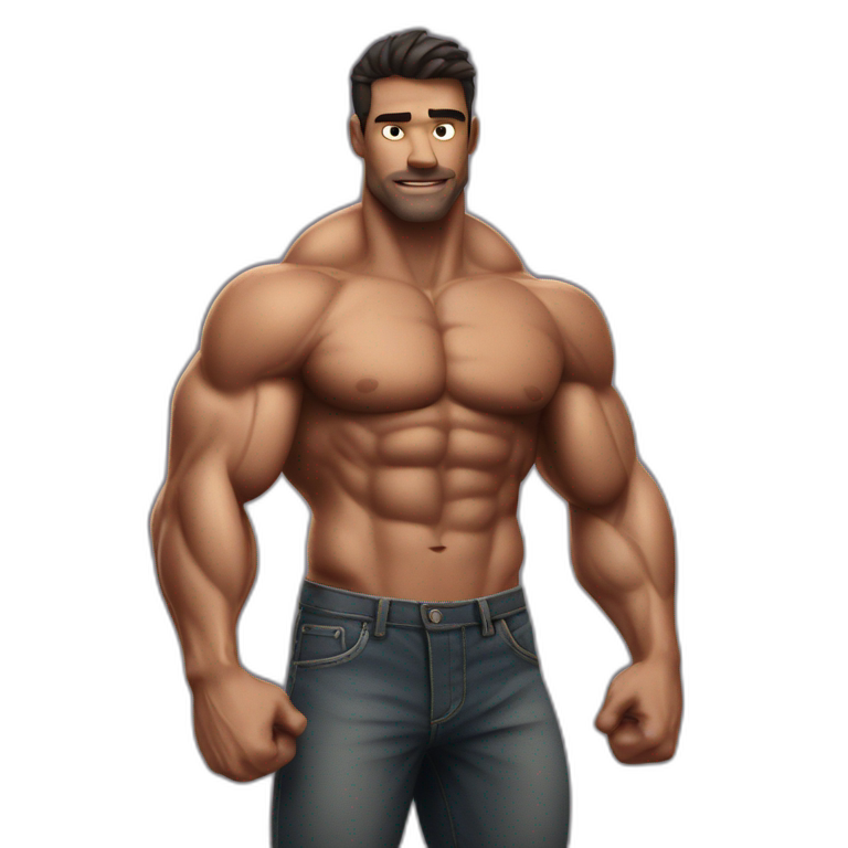 Shredded muscular manly man flexing emoji