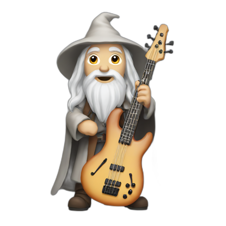 gandalf the white playing 5 string bass guitar emoji