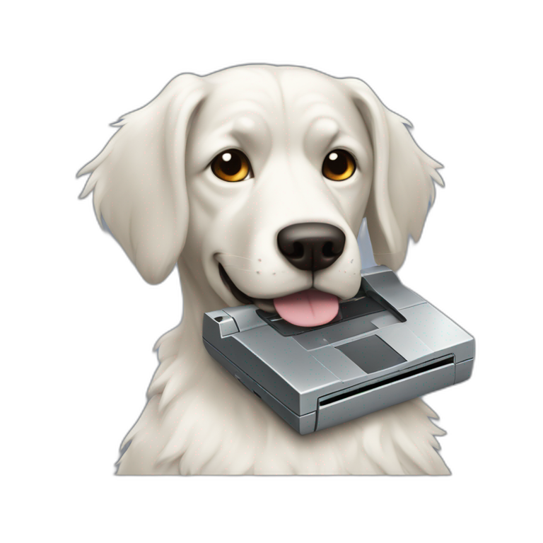 garmr dog guarding a floppy disk emoji