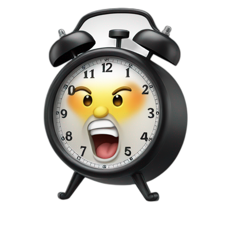 Screaming alarm clock emoji