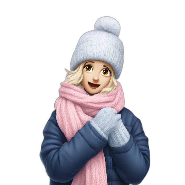 winter girl in black coat emoji