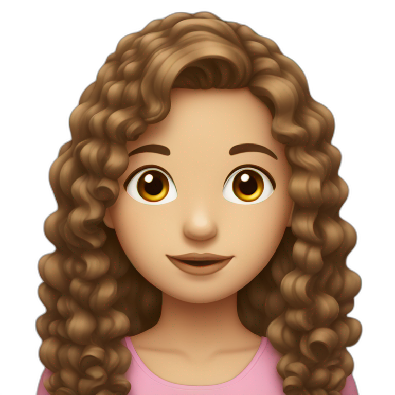 beautiful-girl-with-long-curly-brown-hair-with-a-bow emoji