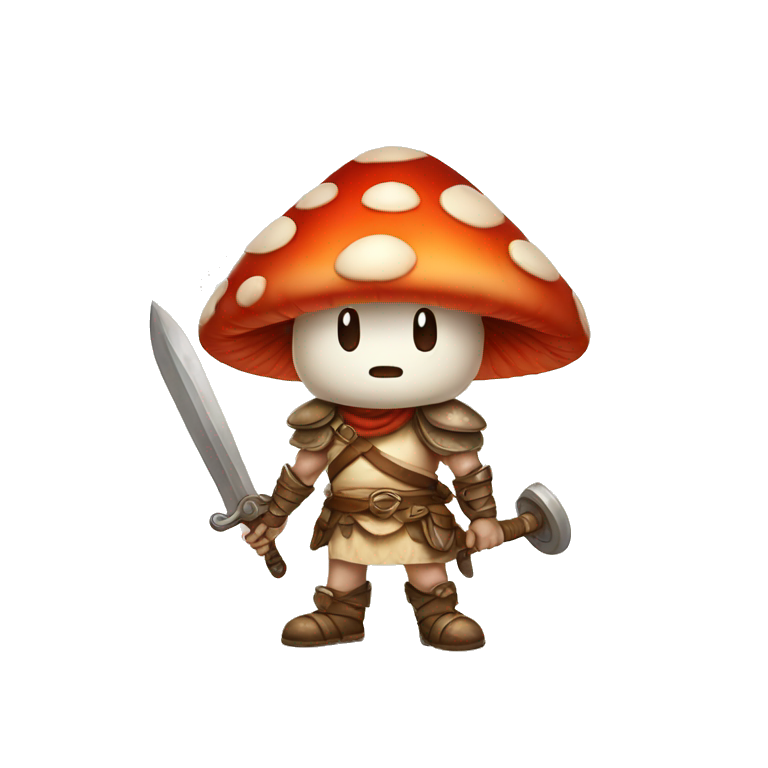 Cute little Mushroom warrior in a drawing style emoji