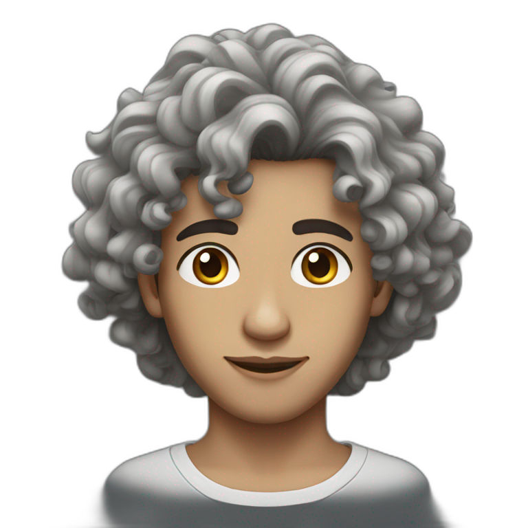 Young moroccan man long curly hair emoji