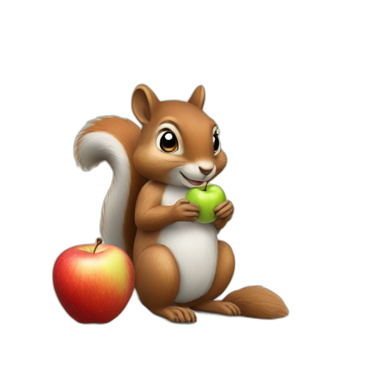 a squirrel holds a beautiful apple in its paws emoji