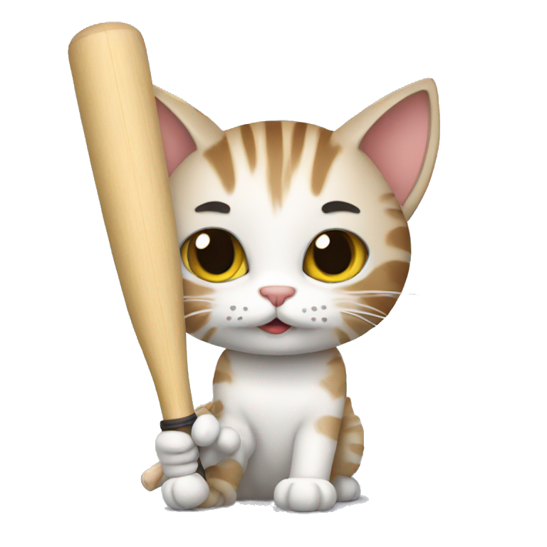 A cat with cricket bat  emoji