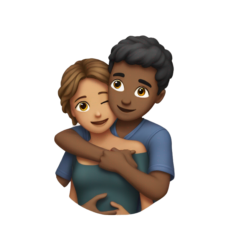 Girl hugging boy on chest  emoji