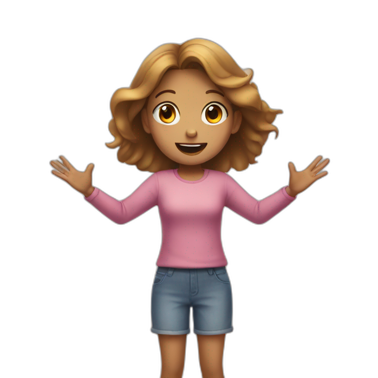 Girl with arms open waiting for a hug emoji