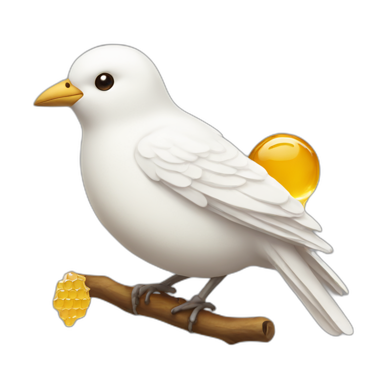 White bird with honey on him emoji