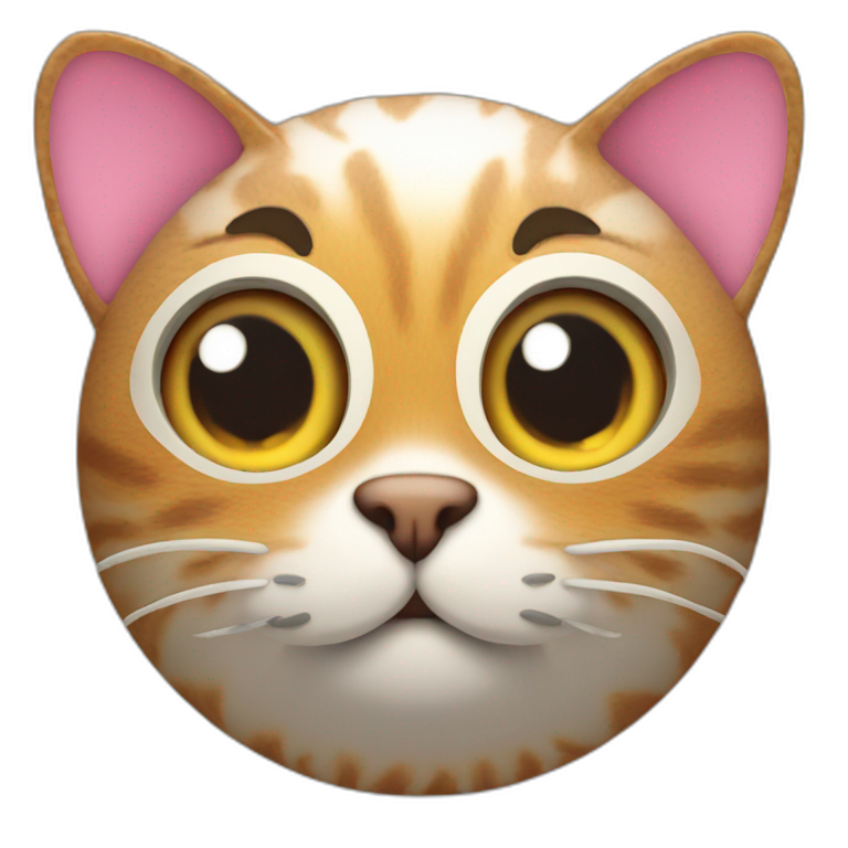 3d sphere with a cartoon Cat skin texture with big playful eyes emoji