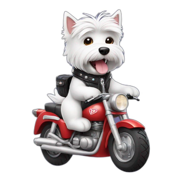 The cutest Westie dog riding a motorcycle  emoji