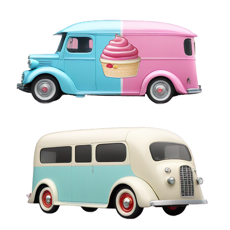 Barbie ice cream van 1935 fiat pearl red emoji AI Emoji Generator