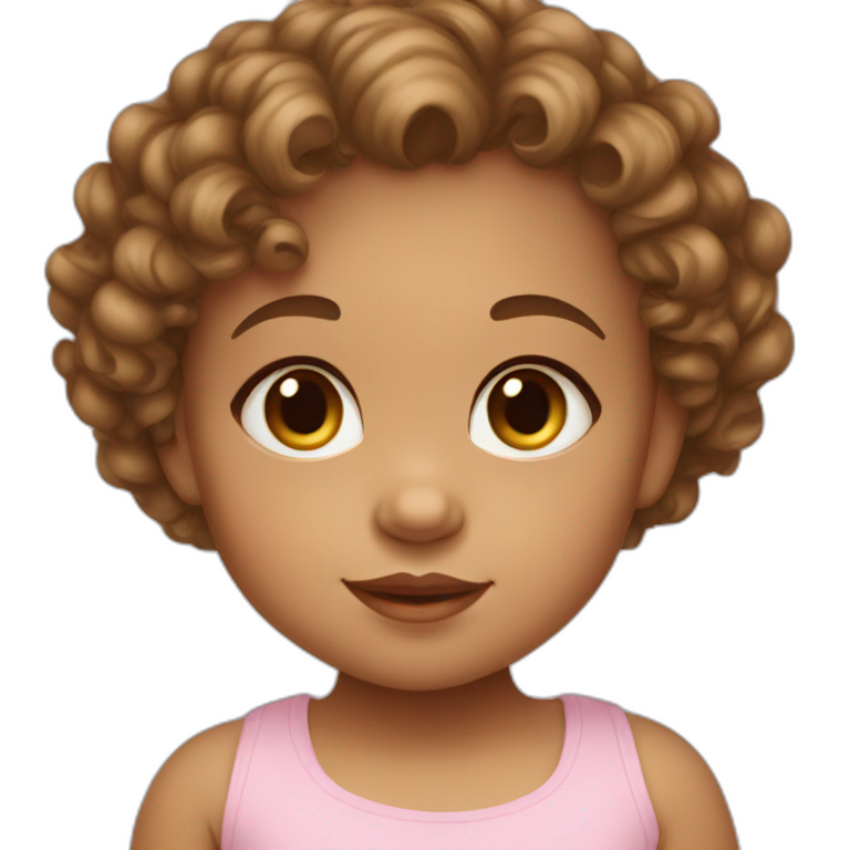 Baby Girl with Brown Short Curls and light skin emoji