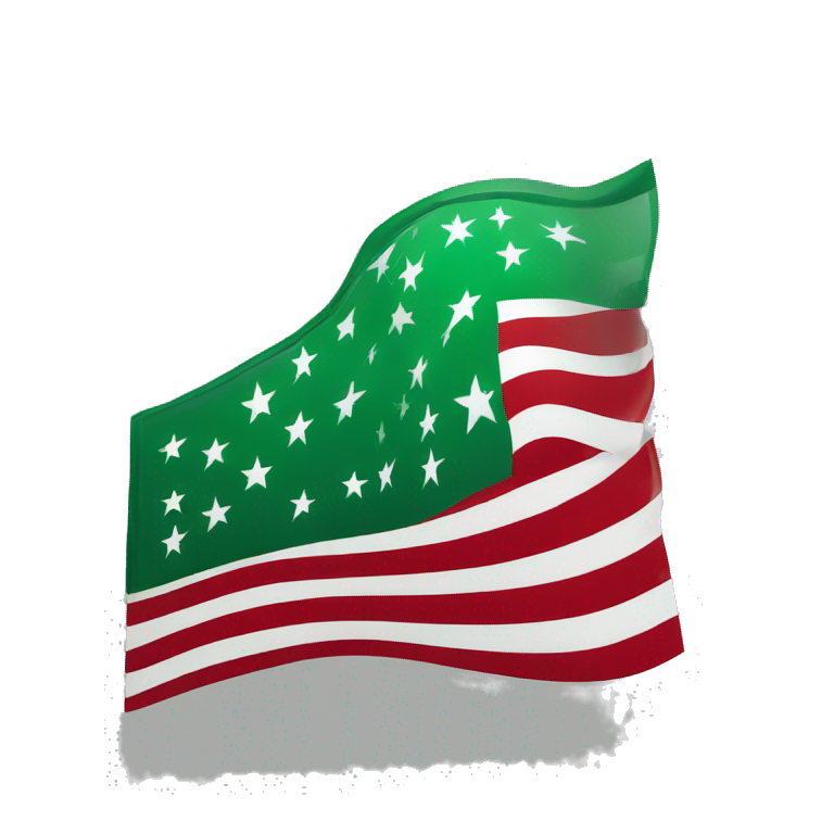 United states flag with a green square, black stars, red and black stripes emoji