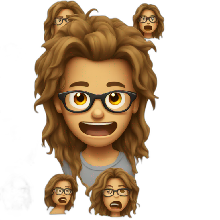 long hair brown boy screaming glasses  emoji