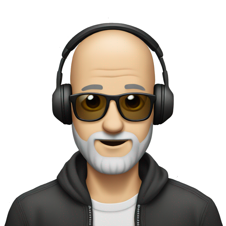 Bald guy with grey beard DJing emoji