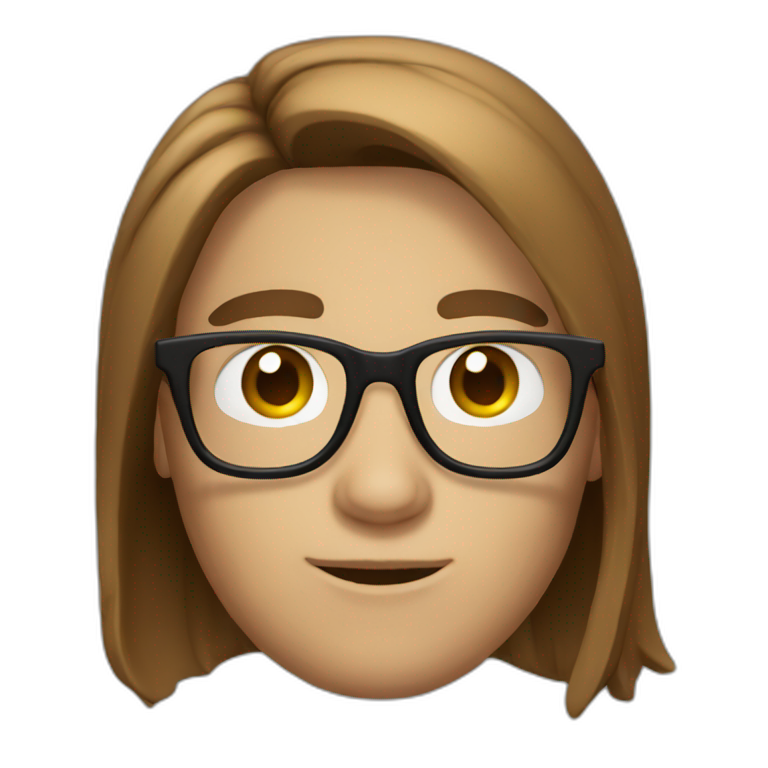 Nerd with long brown straight long hair and round glasses  emoji