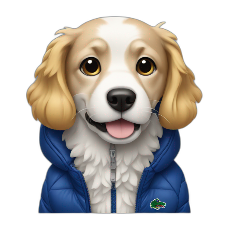 Dog with Lacoste puffer jacket emoji