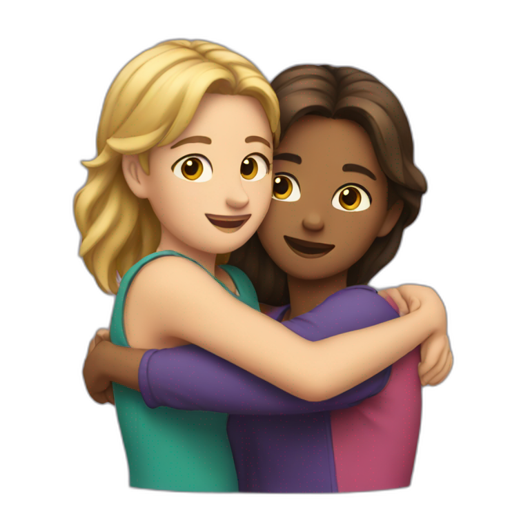 Two girl hugging each other emoji