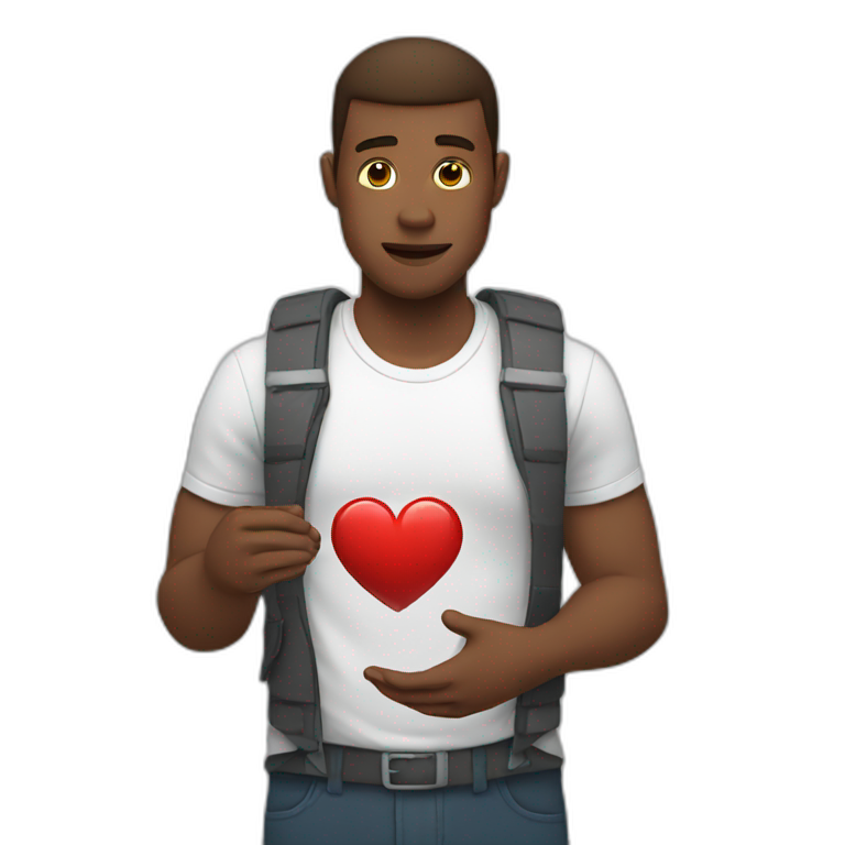 White man holding a broken heart emoji