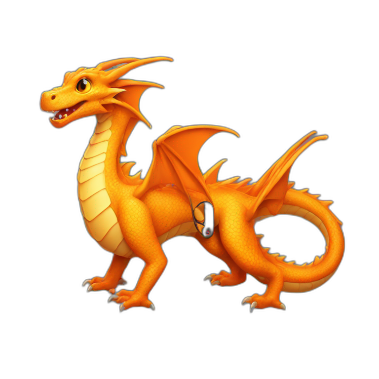 Orange Dragon with Gaming Controller emoji