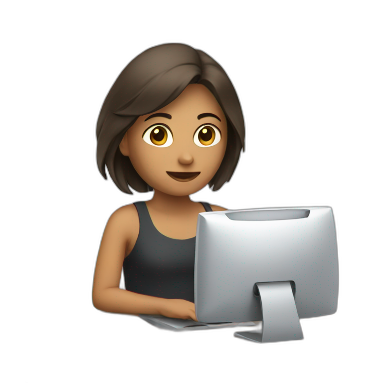 girl work on computer emoji