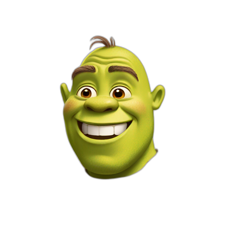 Shrek with happy face emoji